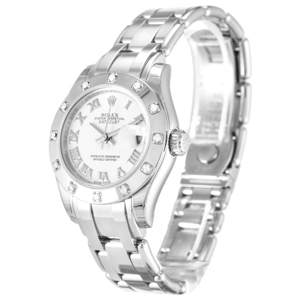 AAA UK White Roman Numeral Dial Rolex Replica Pearlmaster 80319-29 MM