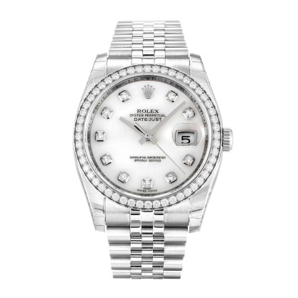 AAA UK Mother of Pearl - White Diamond Dial Rolex Replica Datejust 116244-36 MM