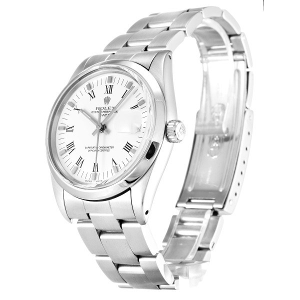 AAA UK White Roman Numeral Dial Rolex Replica Oyster Perpetual Date 15000-34 MM