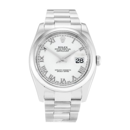 AAA UK White Roman Numeral Dial Rolex Replica Datejust 116200-36 MM