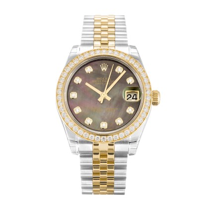 AAA UK Mother of Pearl Black - Diamond Dial Rolex Replica Datejust Lady 178383-31 MM