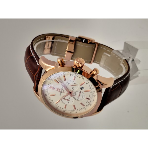 AAA UK Rose Gold & Silver Dial Breitling Replica Transocean Chronograph RB0152-43 MM