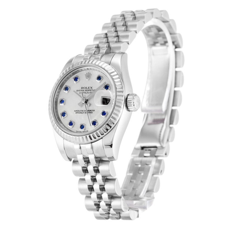AAA UK Mother Of Peari - White & Sapphire Dial 26 MM Women Rolex Replica Datejust Lady 179174-26 MM