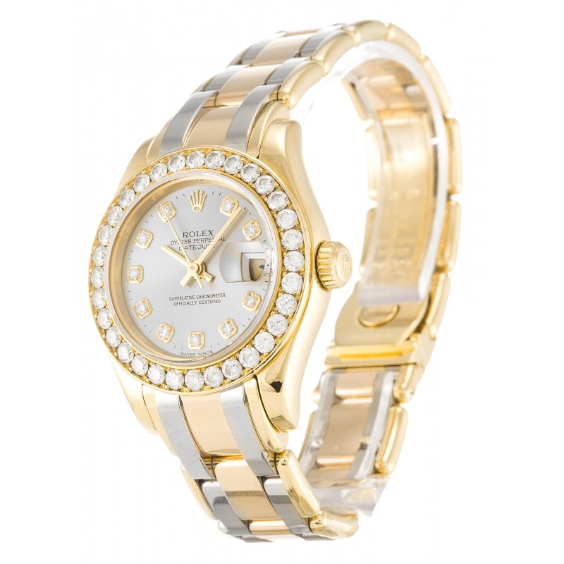 AAA UK Champagne Diamond Dial 29 MM Rolex Replica Pearlmaster 80298-29 MM