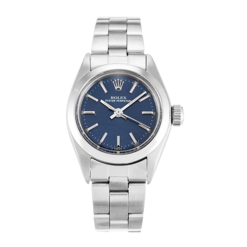 AAA UK Blue Baton Dial Rolex Replica Lady Oyster Perpetual 6718-26 MM