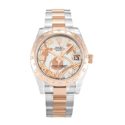 UK Best Mother of Pearl - White Floral Roman Numeral Diamond Dial Rolex Replica Datejust Lady 178341-31 MM