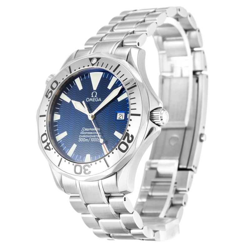 AAA UK Blue Baton Dial Omega Replica Seamaster 300m 2255.80.00-41 MM