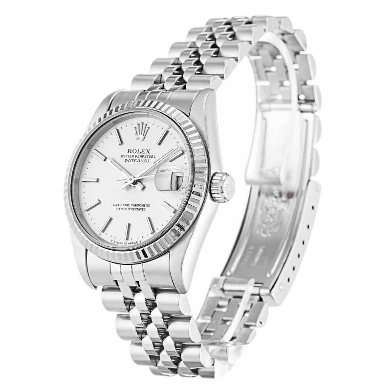 AAA UK Silver Baton Dial Rolex Replica Mid-Size Datejust 68274-31 MM