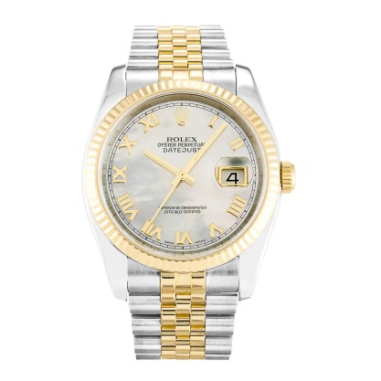 AAA UK Mother of Pearl - White Roman Numeral Dial Rolex Replica Datejust 116233-36 MM