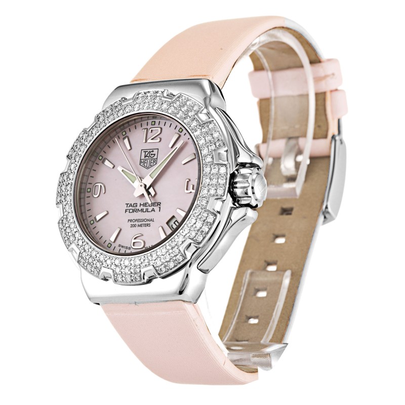 AAA UK Mother of Pearl - Pink Quarter Arabic Dial Tag Heuer Replica Formula 1 Sparkling WAC1216.FC6220-37 MM