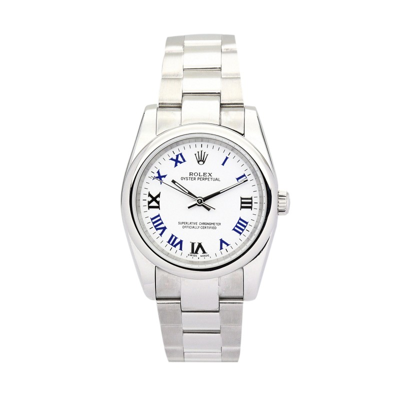 UK Best Blue Roman Numeral and white Dial Rolex Replica Lady Oyster Perpetual 177200-31 MM
